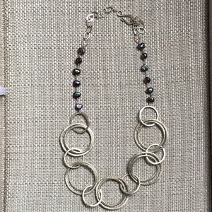 Silver chunky necklace with freshwater pearls